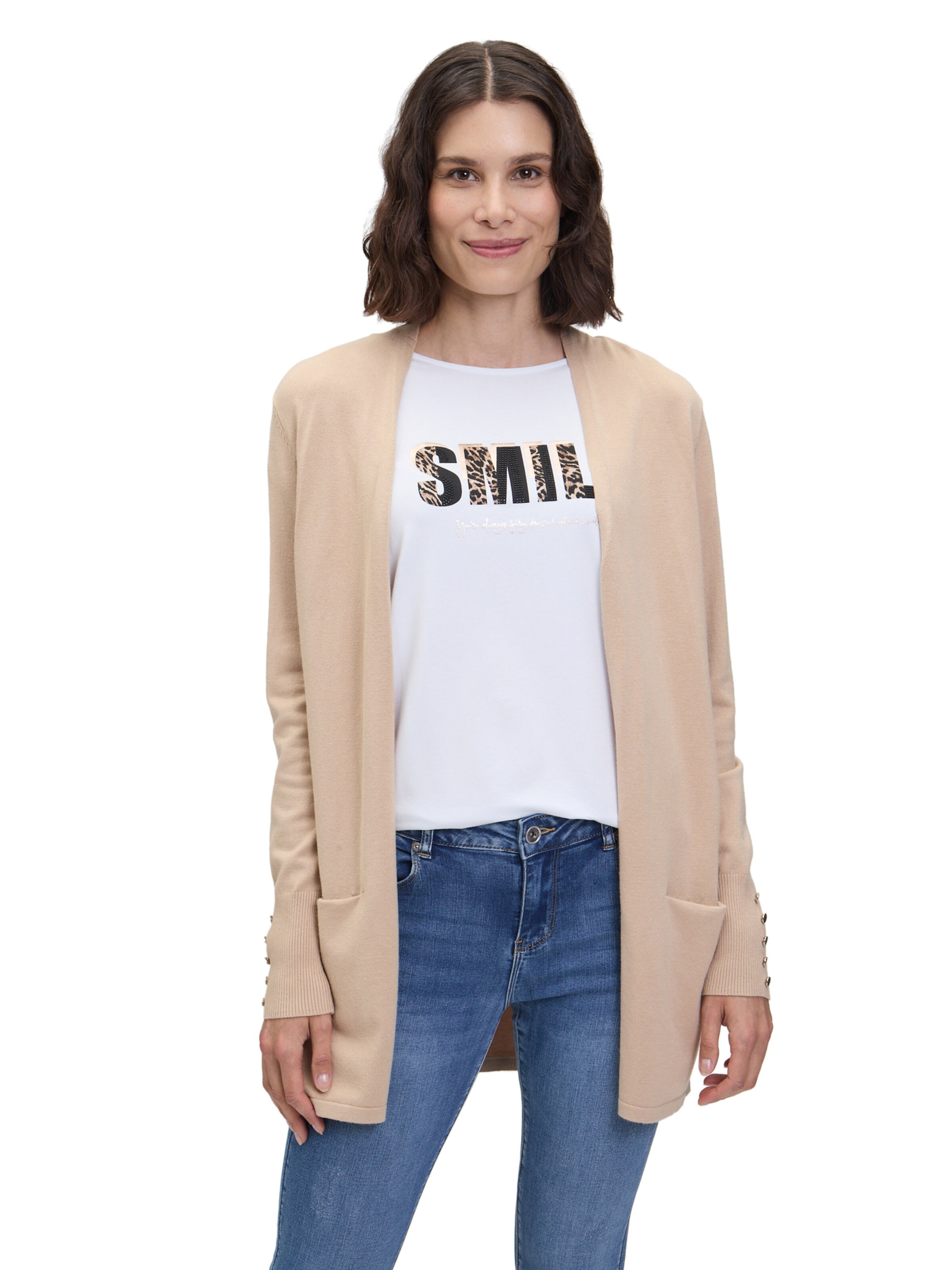 Betty Barclay Feinstrickjacke mit Taschen in Beige: Vorderseite