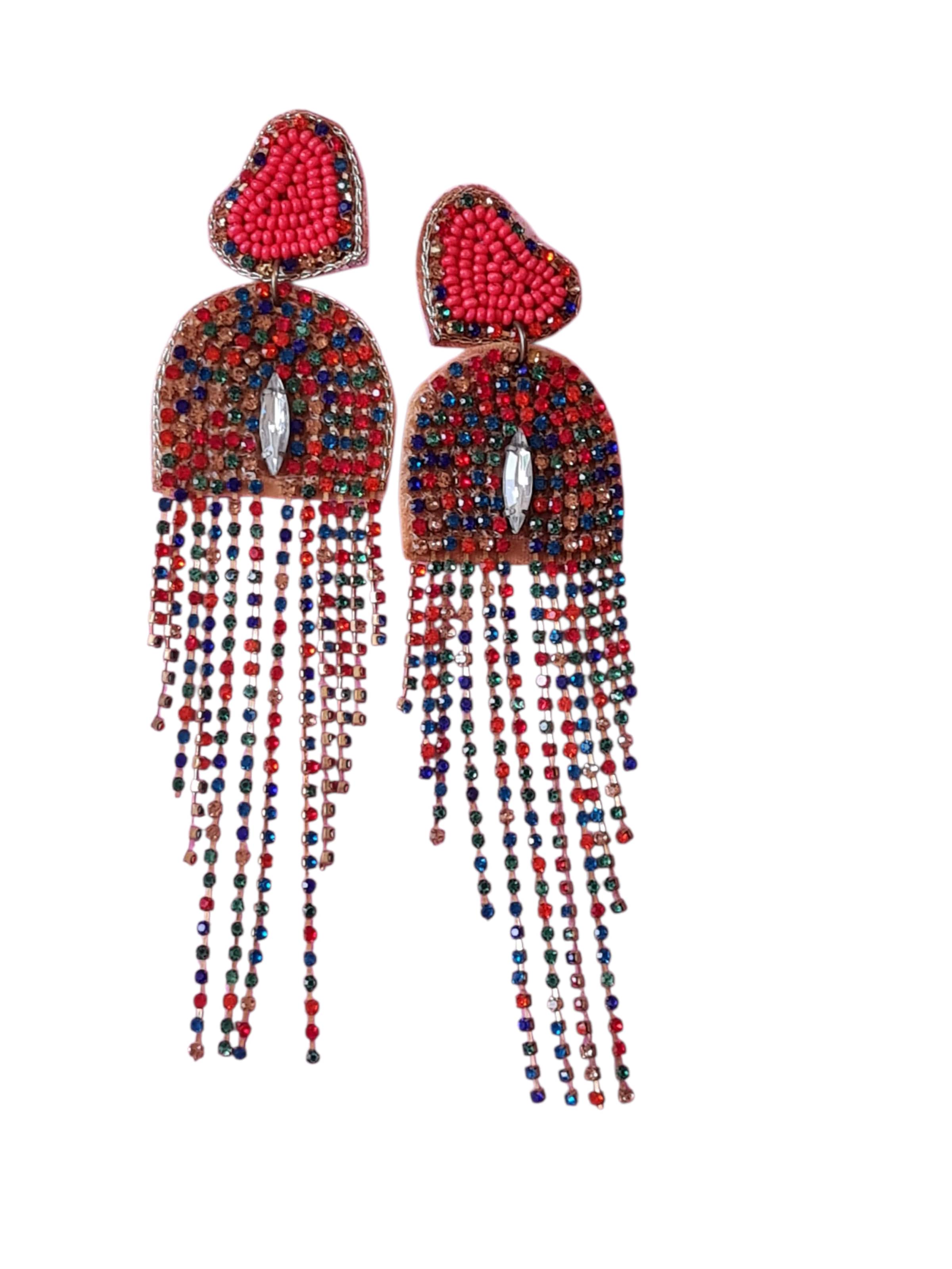 PfauGermany Earrings 'Hangeing Beads' in Mixed colors: front