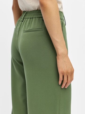 OBJECT Wide leg Pleat-Front Pants 'OBJLisa' in Green
