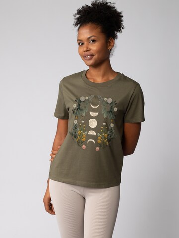 Maglietta 'Moonphases & Flower' di Watapparel in verde: frontale