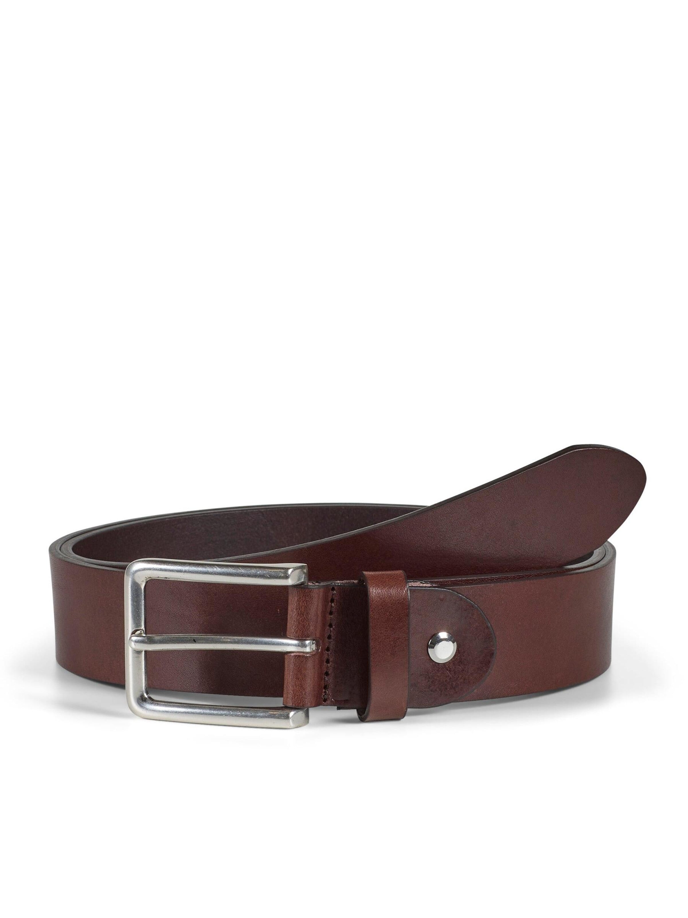 Howard London Riem 'Leather Belt Roger Dark Brown' in Bruin: voorkant