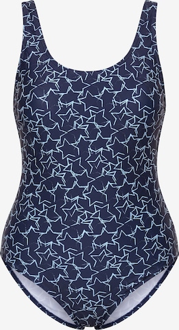 Ulla Popken Klassiek Badpak in Blauw: voorkant