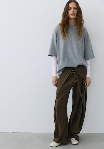 Pull&Bear Wide leg Trousers in Brown