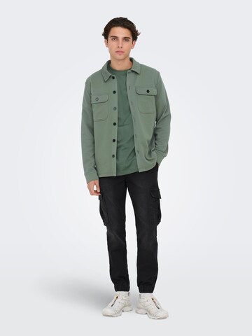 Only & Sons Comfort fit Button Up Shirt 'New Kodyl' in Green