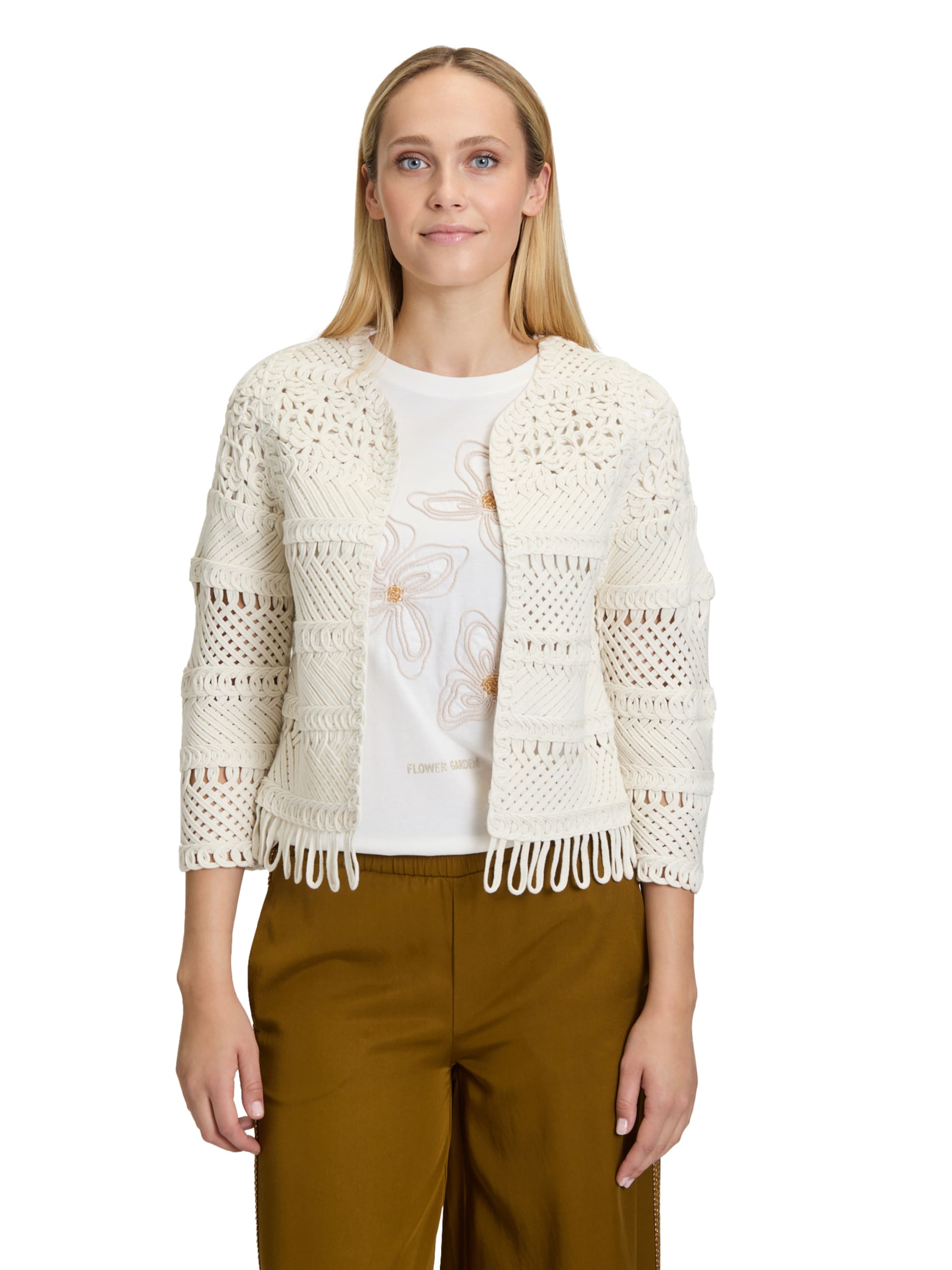 Cartoon Strickjacke in Beige: Vorderseite