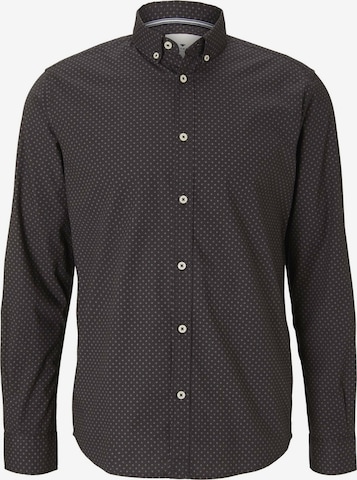 TOM TAILOR Button Up Shirt in Black: front