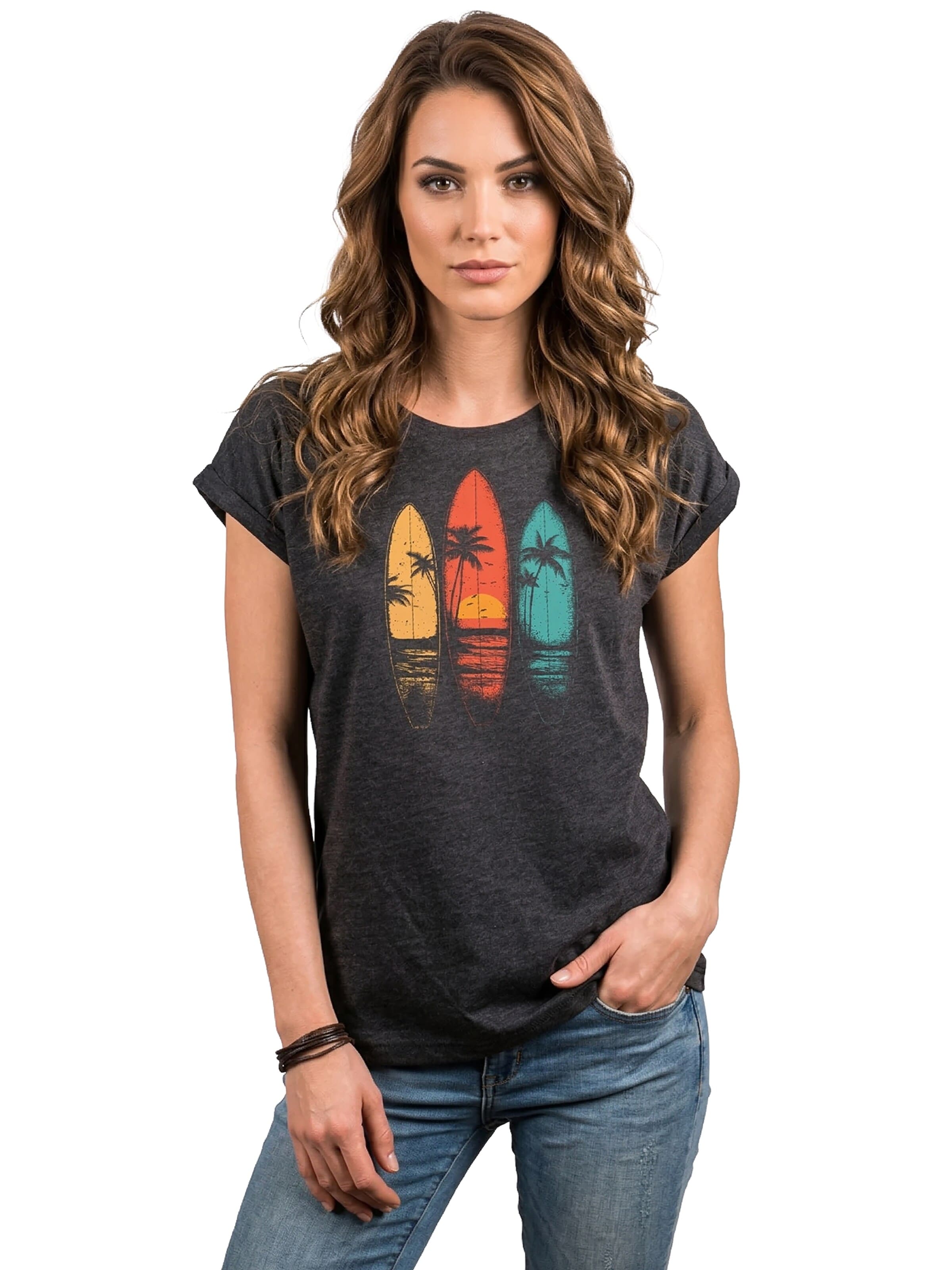 MAKAYA Shirt 'Surfboards' in Grey: front