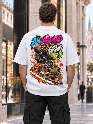 LUNØIR Studio Shirt 'BOSS Thanksgiving Feast Train'‌‌ in Weiß
