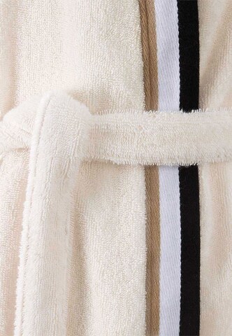 BOSS Home Short Bathrobe 'Iconic Stripe' in Beige