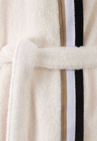 BOSS Short Bathrobe 'Iconic Stripe' in Beige