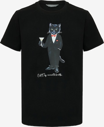 Cat e Lolette - Camiseta 'Dandy Cat' en negro: frente