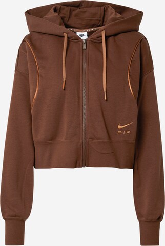 Nike Sportswear Кофта на молнии в Коричневый: спереди