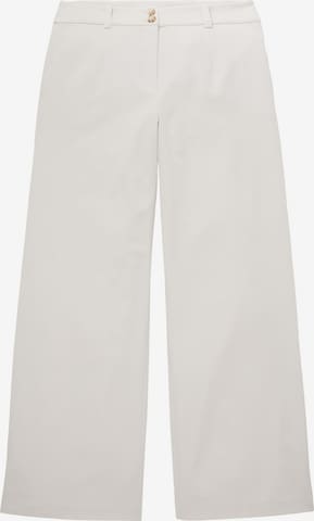 TOM TAILOR Loose fit Trousers with creases 'Lea' in White: front