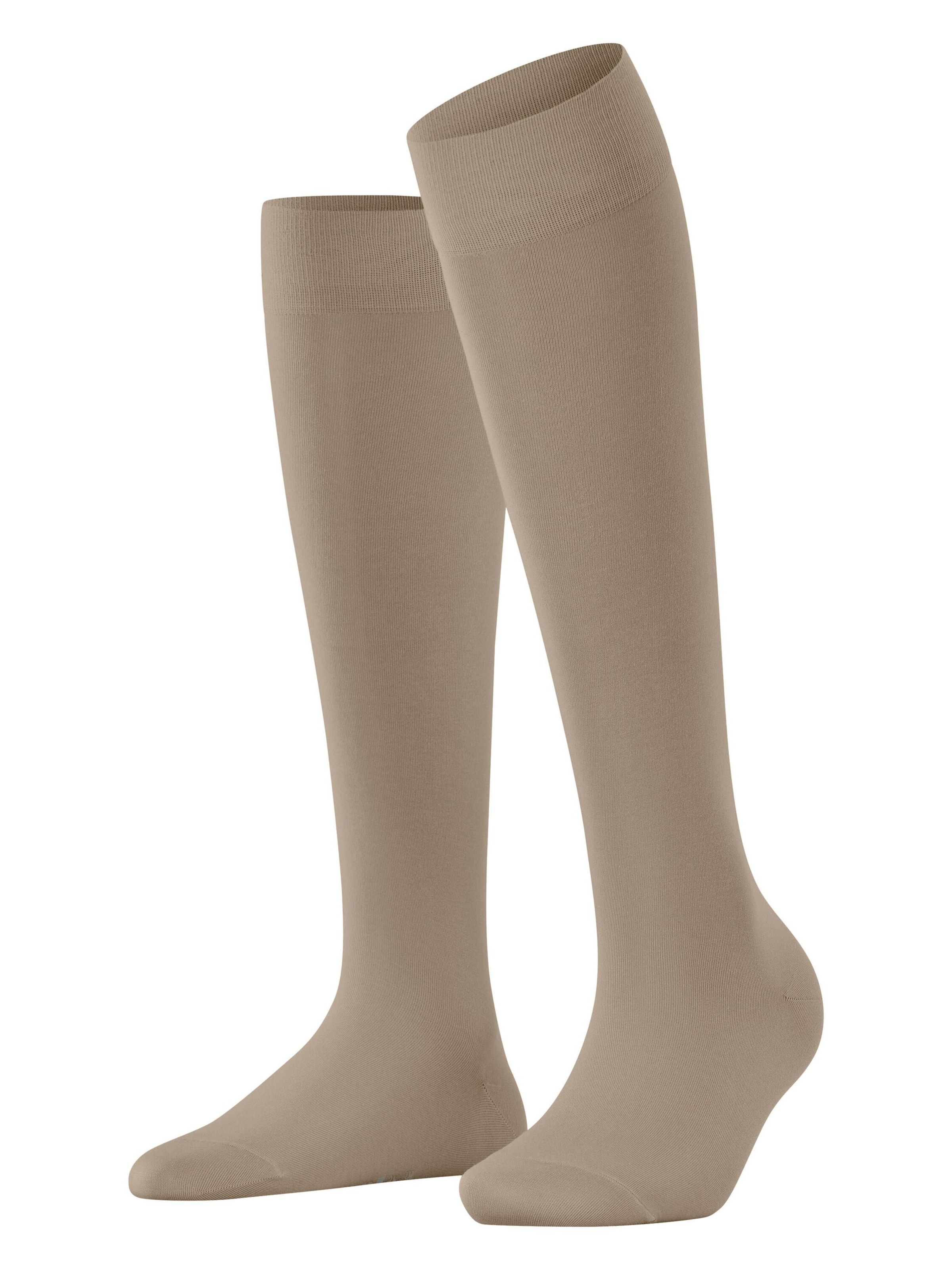 FALKE Knee High Socks 'Cotton Touch' in Beige: front