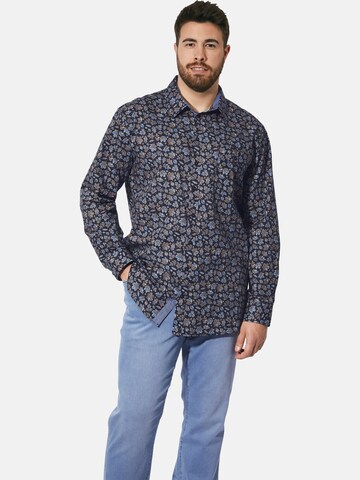 Charles Colby Comfort fit Overhemd 'Duke Caspiat' in Blauw: voorkant