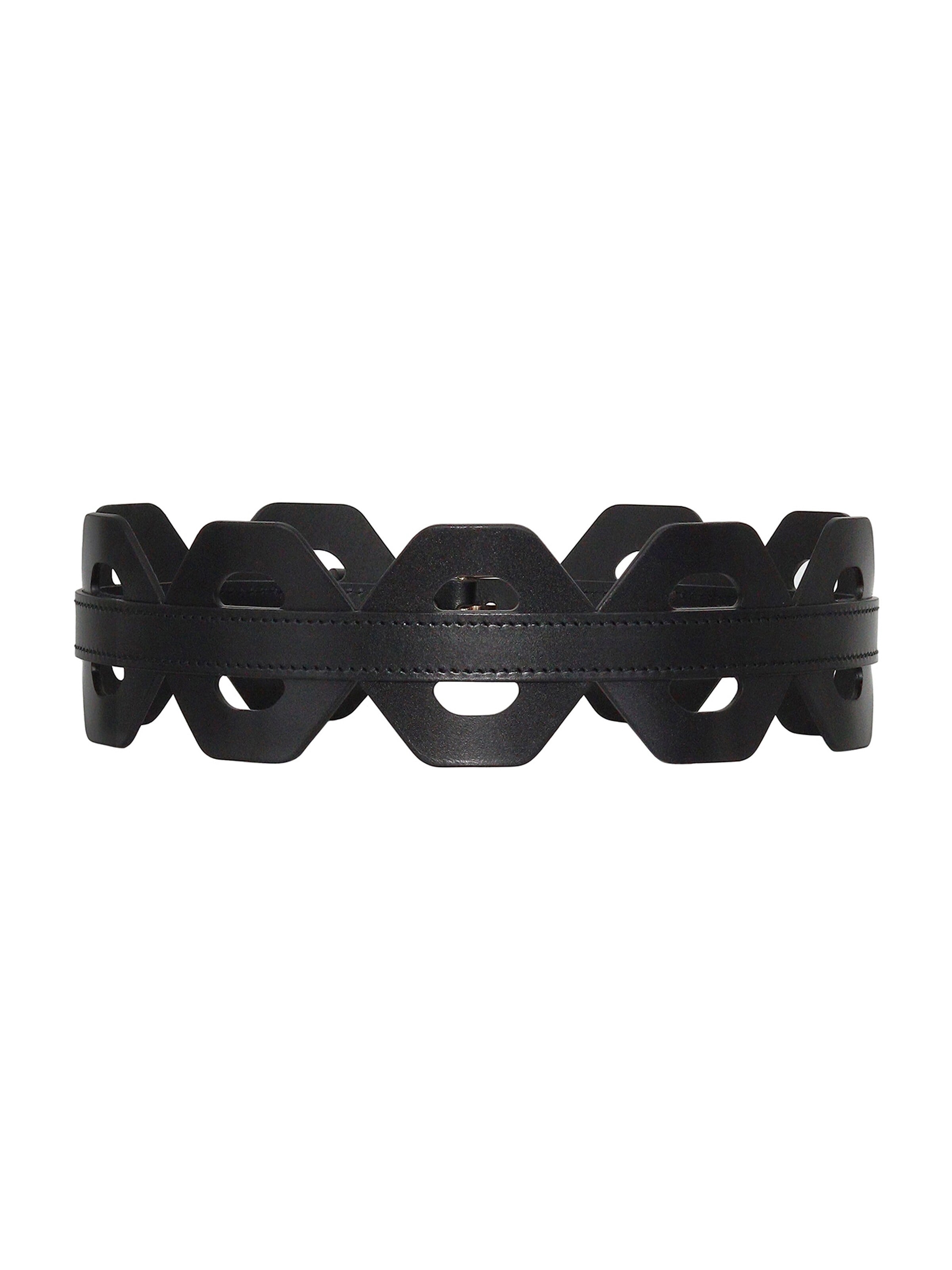 Haute Cuir Gürtel 'Hexagonal Cutout Belt'‌‌‌‌‌ in Schwarz: Vorderseite