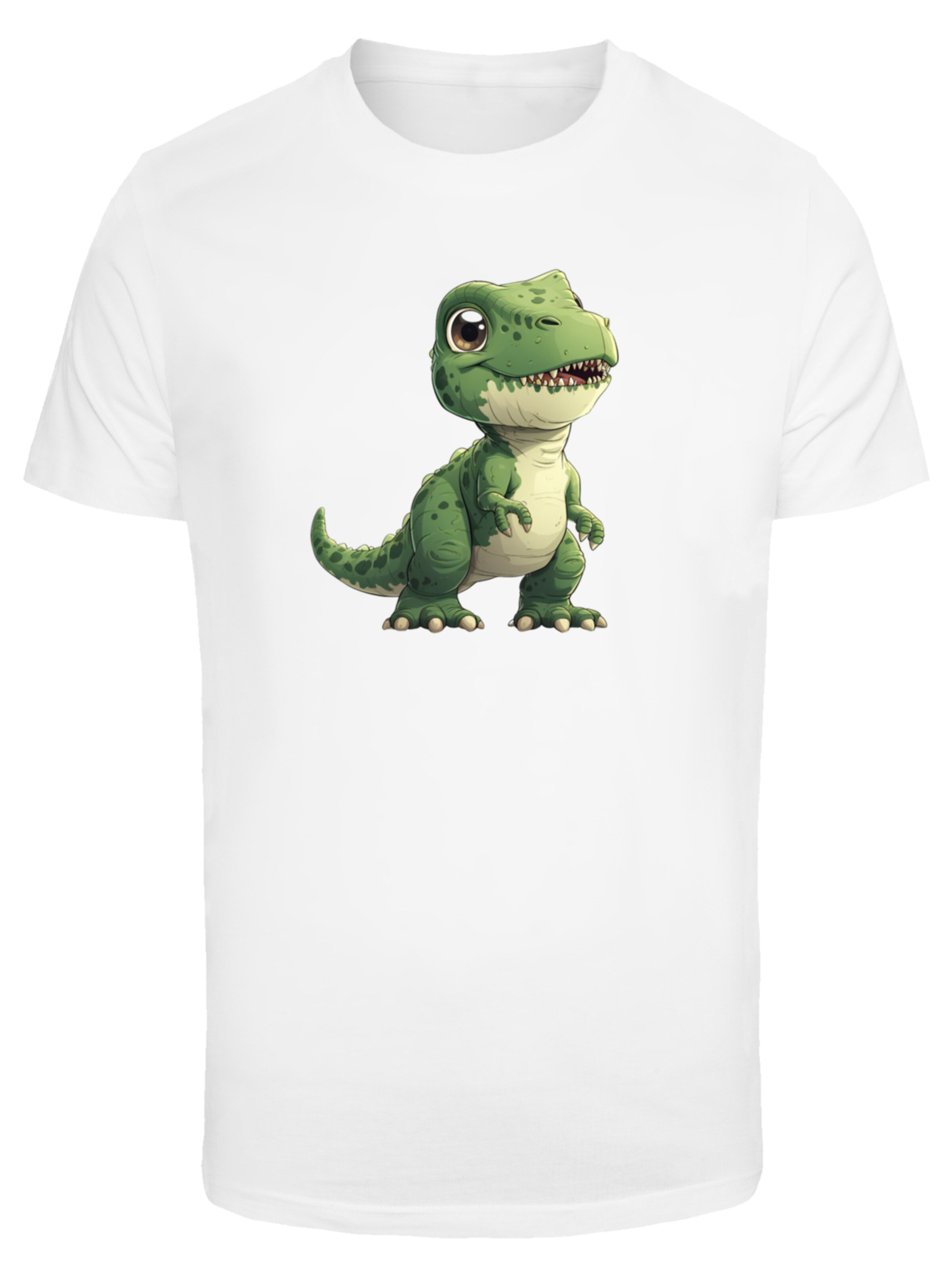 T-Shirt 'Süßer Grüner Dino' F4NT4STIC en blanc : devant
