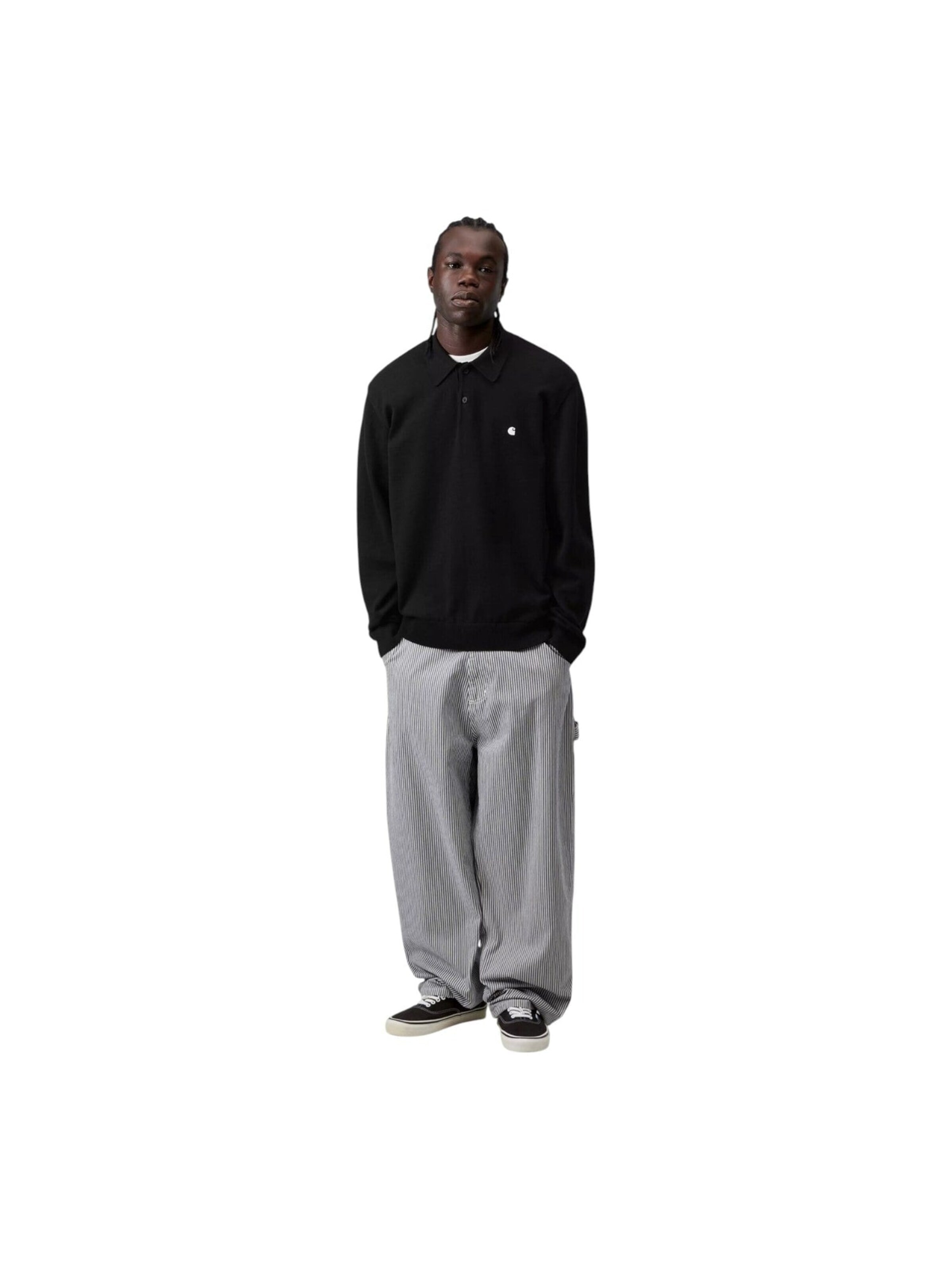 Carhartt WIP Sweter 'L/S Madison Polo Black' w kolorze czarny