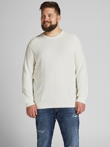 Jack & Jones Plus Pulóver 'Aaron' - fehér: elől