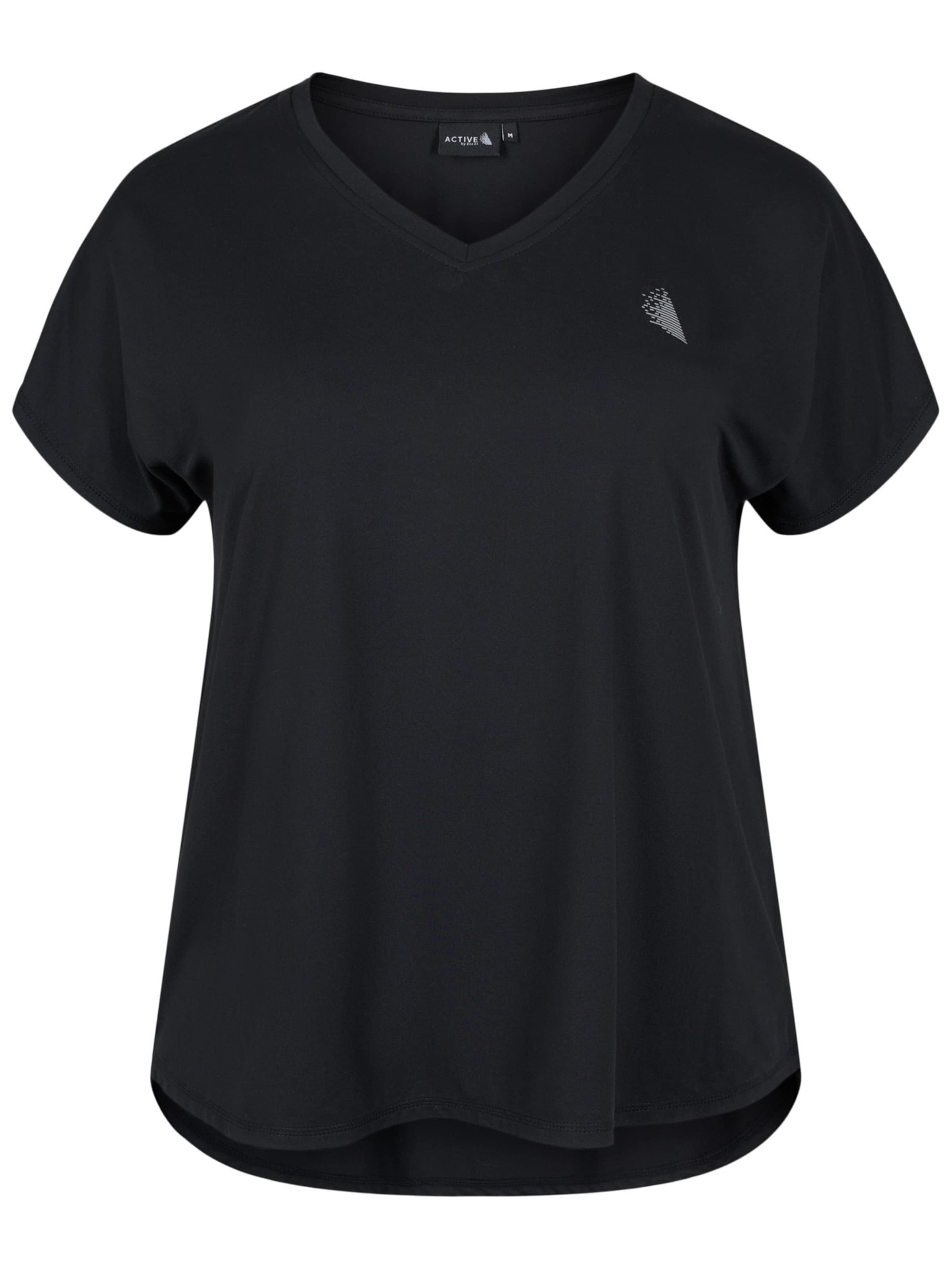Active by Zizzi Shirt &#x27;ABASIC&#x27; in Zwart: voorkant