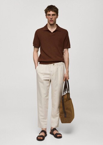 MANGO MAN Дънки Tapered Leg Панталон 'Romelino' в бежово