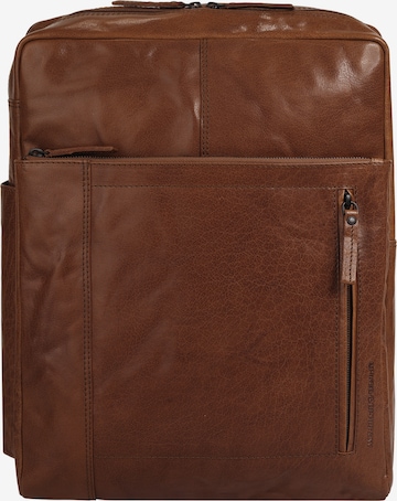 Spikes & Sparrow Rucksack in Braun: Vorderseite