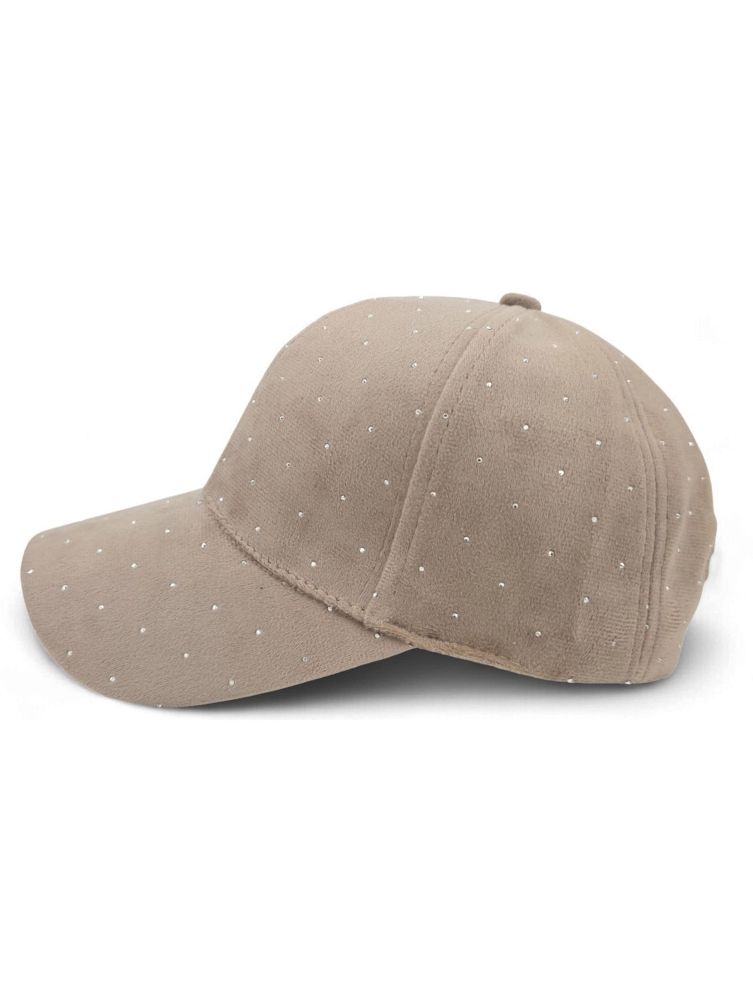 styleBREAKER Cap 'Samt Baseball Cap mit Strass' in Brown