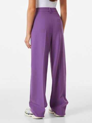 Bershka Wide leg Bandplooibroek in Lila