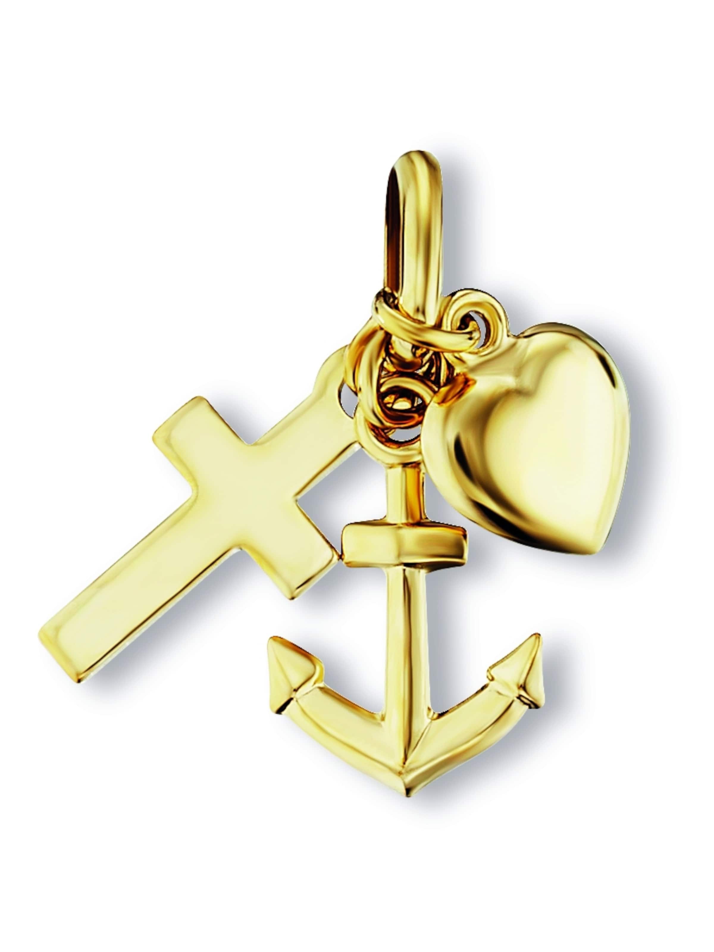 ONE ELEMENT Anhänger 'Glaube Liebe Hoffnung' in Gold: Vorderseite