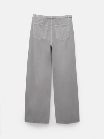 Pull&Bear Široke hlačnice Kavbojke | siva barva