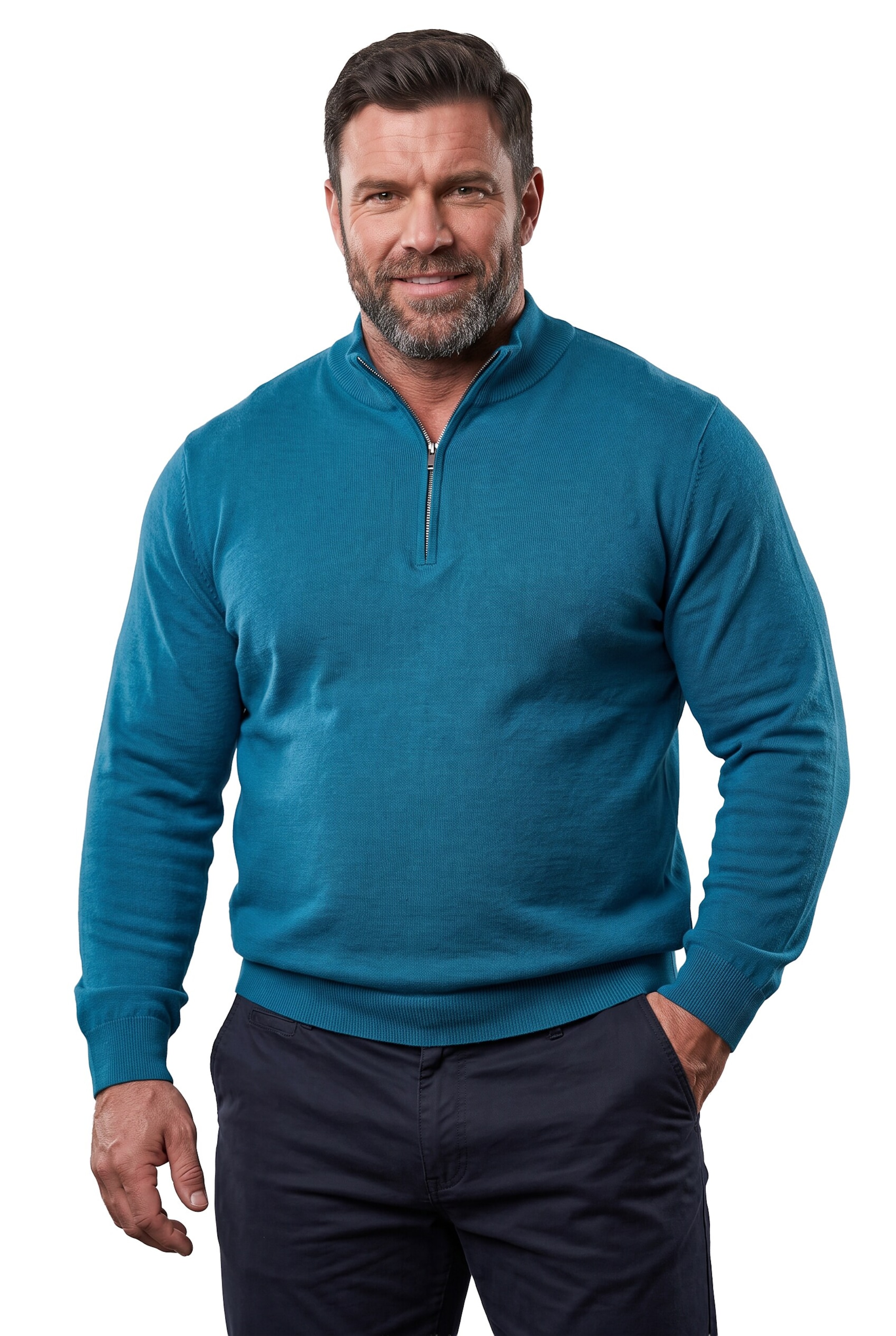 Men Plus Pullover in Blau: Vorderseite