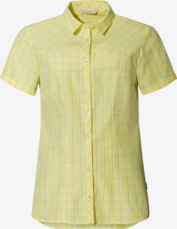 VAUDE Athletic Button Up Shirt 'Tacun II' in Yellow: front