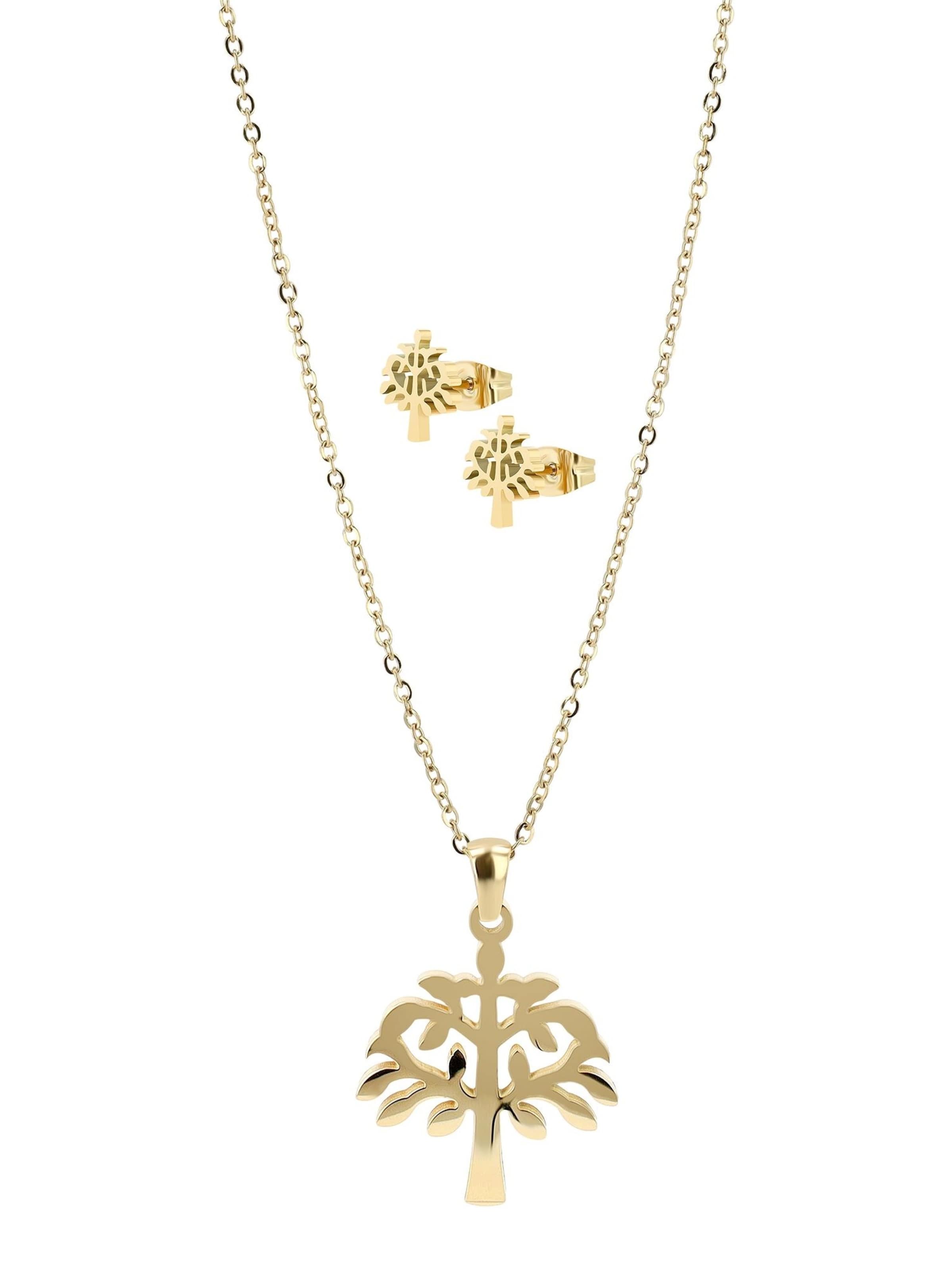 Akzent Schmuckset 'Edelstahl silber'‌ in Gold: Vorderseite