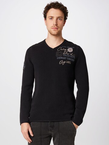 CAMP DAVID Sweater in Black: front