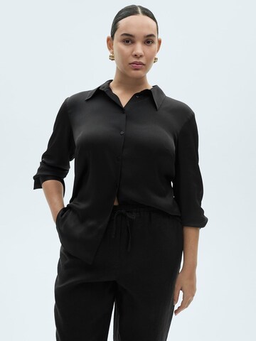 MANGO Loosefit Broek in Zwart