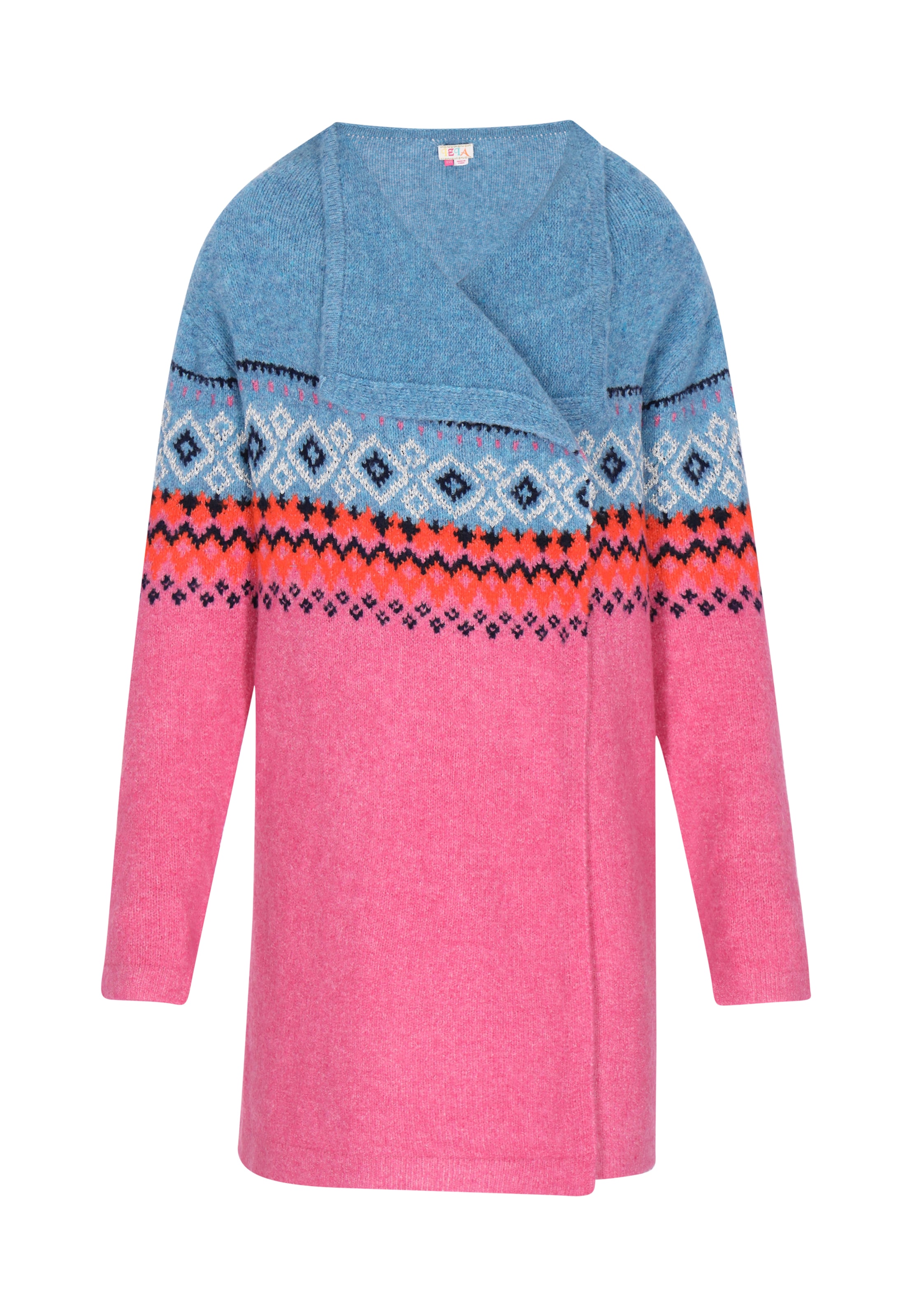 IZIA Cárdigan en azul / fucsia / rojo / negro, Vista del producto