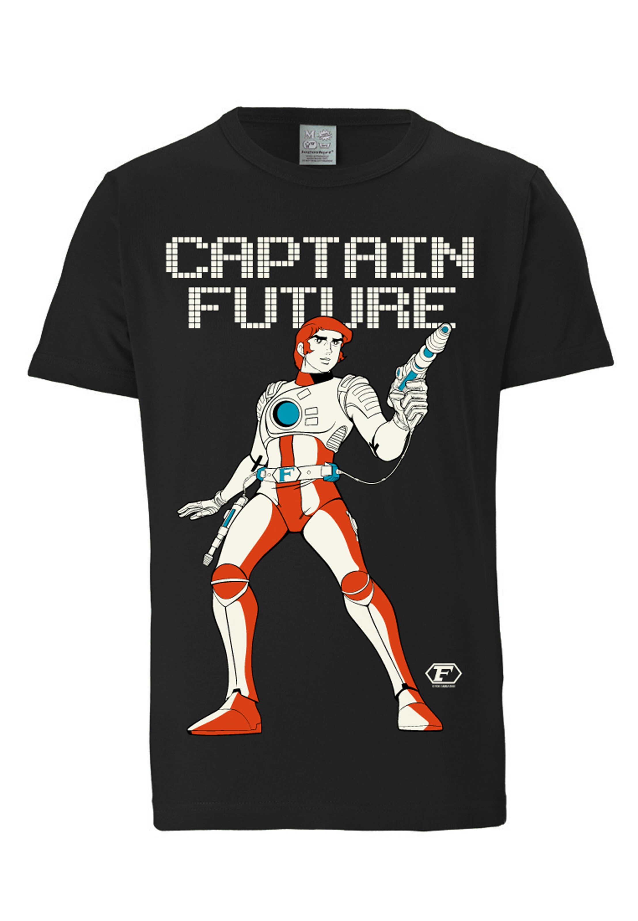 LOGOSHIRT Shirt 'Captain Future' in Black: front
