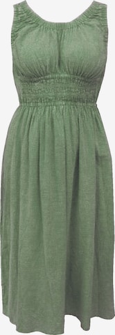 Apricot Crochet Trim Smocked Cotton Midi Dress ' ' in Grün: Vorderseite