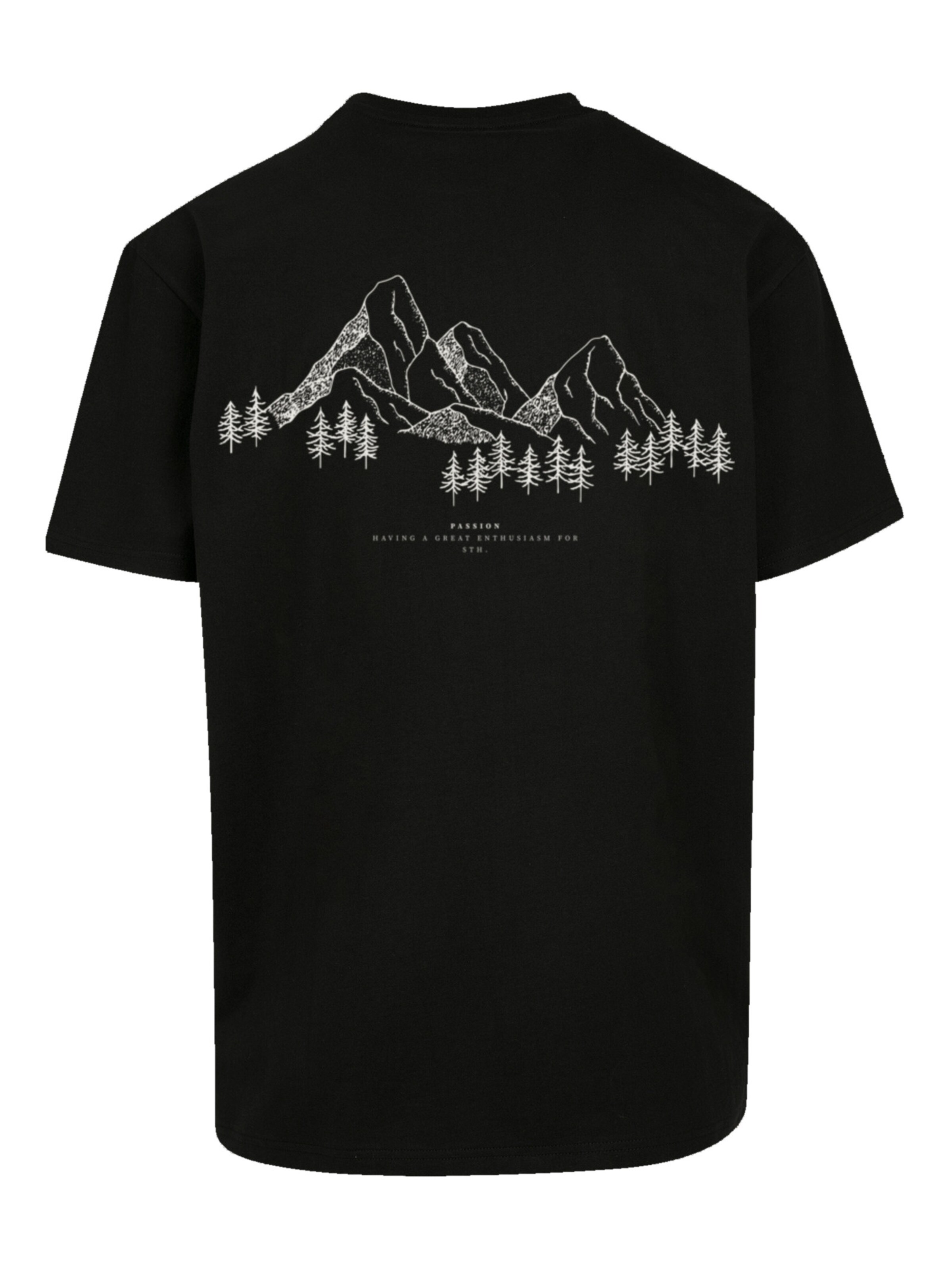 F4NT4STIC Shirt 'Mountain Berge' in Zwart: voorkant