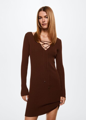MANGO Knitted dress 'Matilda' in Brown: front