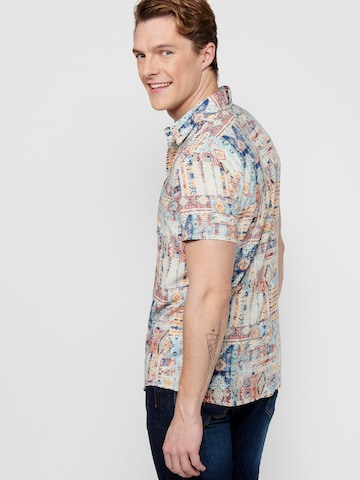 KOROSHI Regular fit Button Up Shirt in Beige
