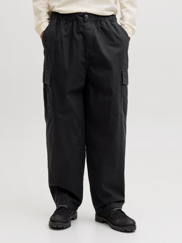 JACK & JONES - Barrel Pantalón cargo en negro: frente