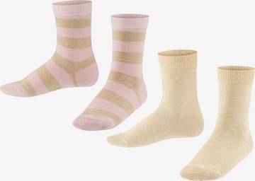 FALKE Sokid 'Happy Stripe 2-Pack', värv beež: eest vaates