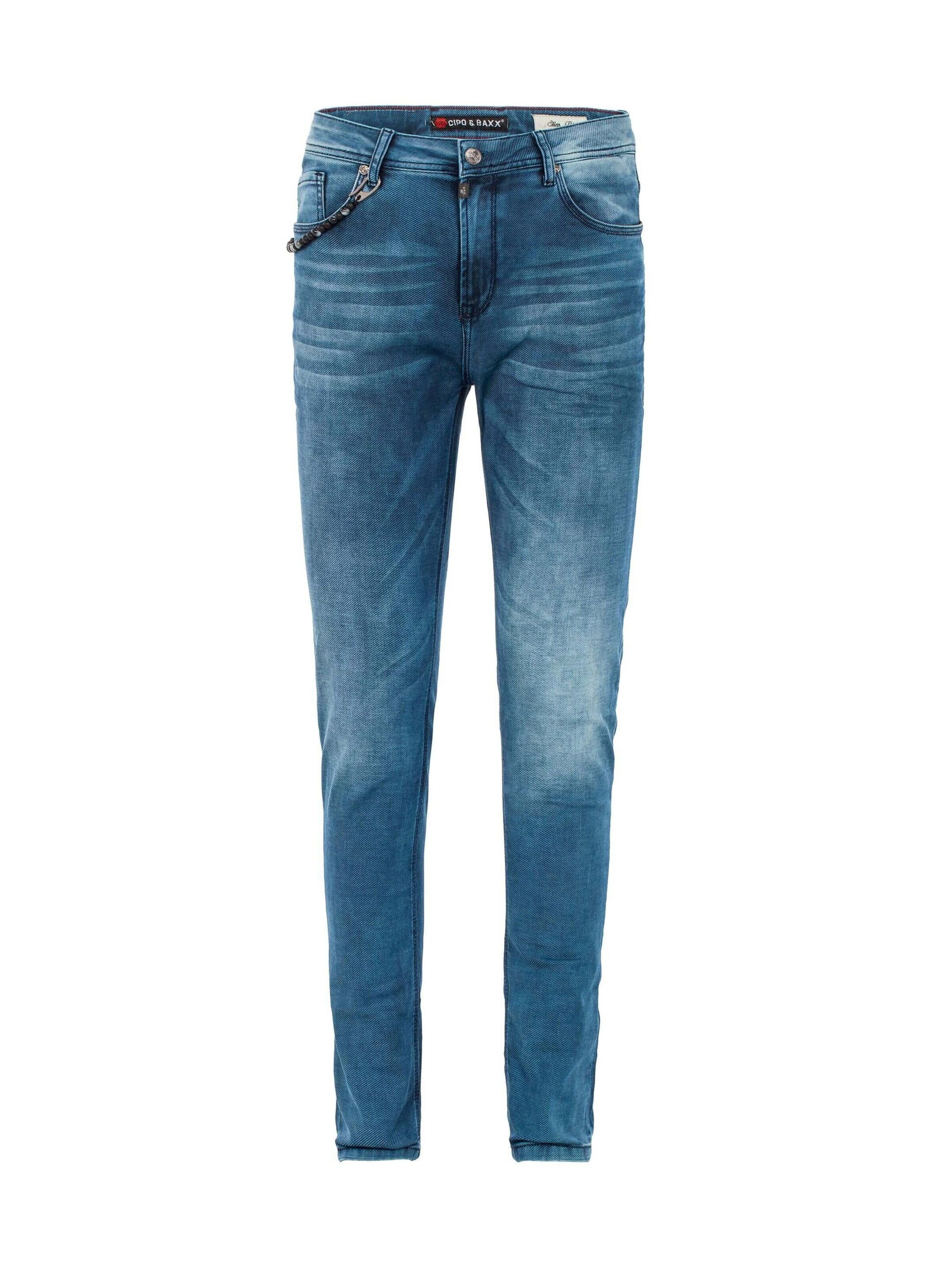 Coupe slim Jean CIPO & BAXX en bleu : devant