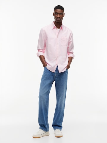 Tommy Jeans Regular fit Button Up Shirt in Pink