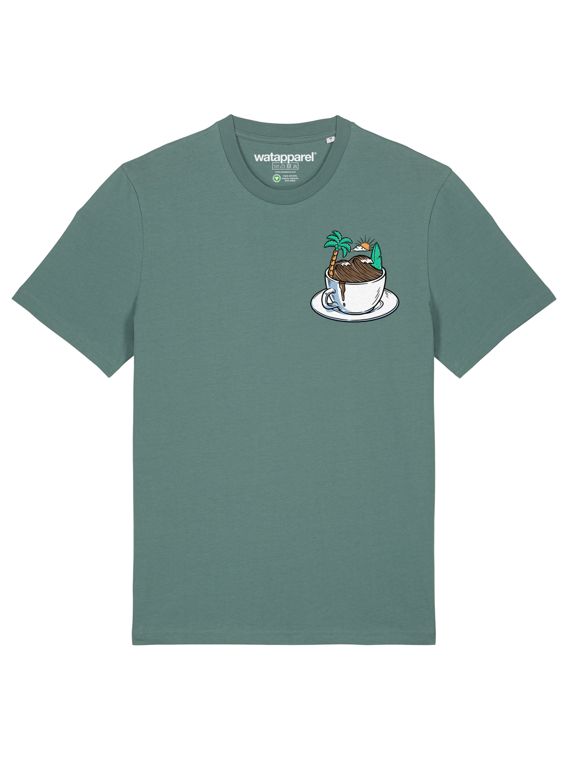 Watapparel Shirt 'Coffee Waves' in Groen: voorkant