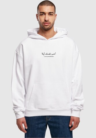 Merchcode Sweatshirt 'Love Yourself First' in Wit: voorkant