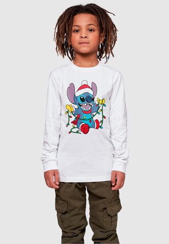 ABSOLUTE CULT Shirt 'Lilo And Stitch - Christmas Lights' in White: front