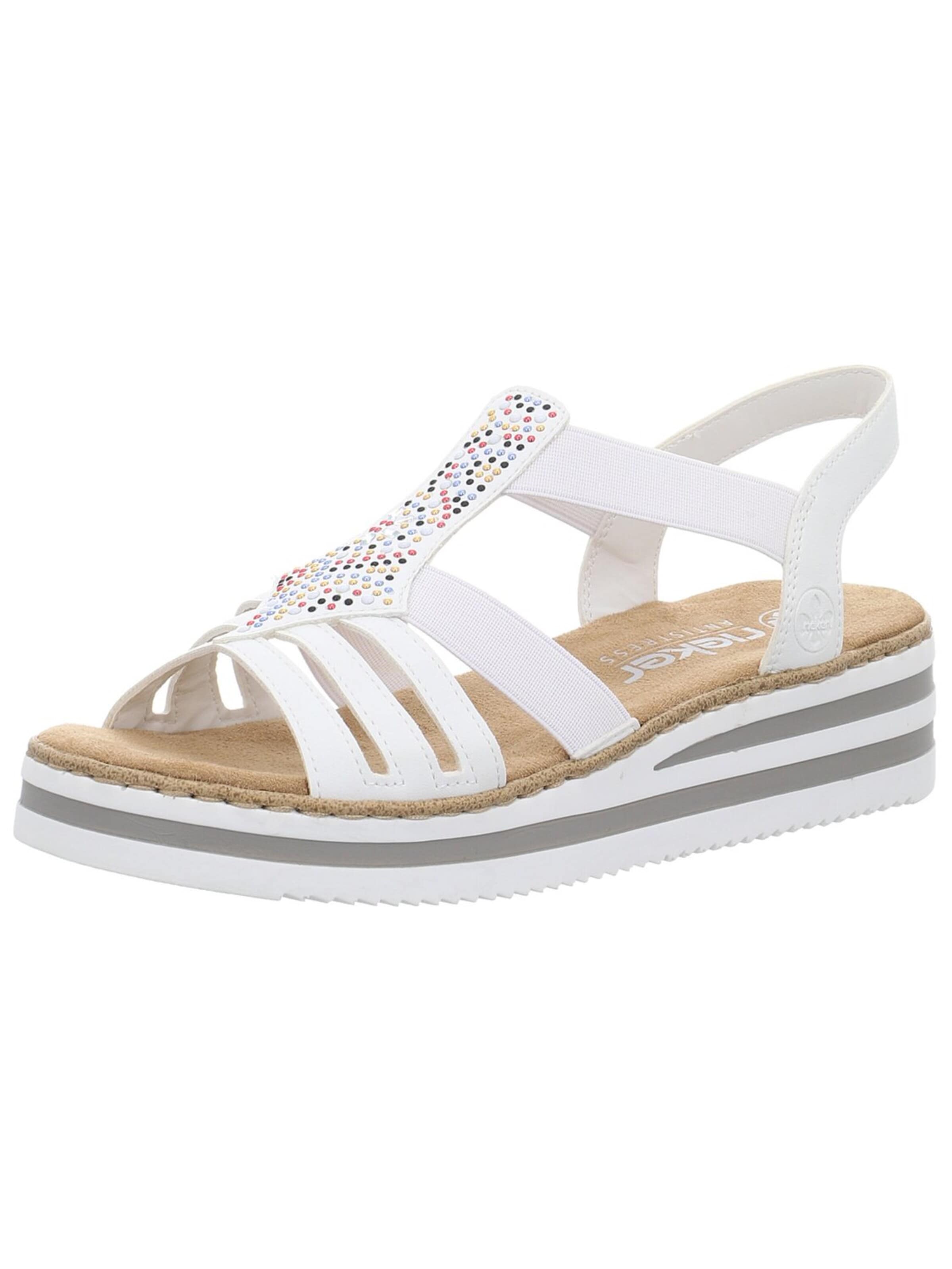 Rieker - Sandalias 'Sandalette Damen V0240-80 Kunststoff (Synthetik) in weiß' en blanco: frente