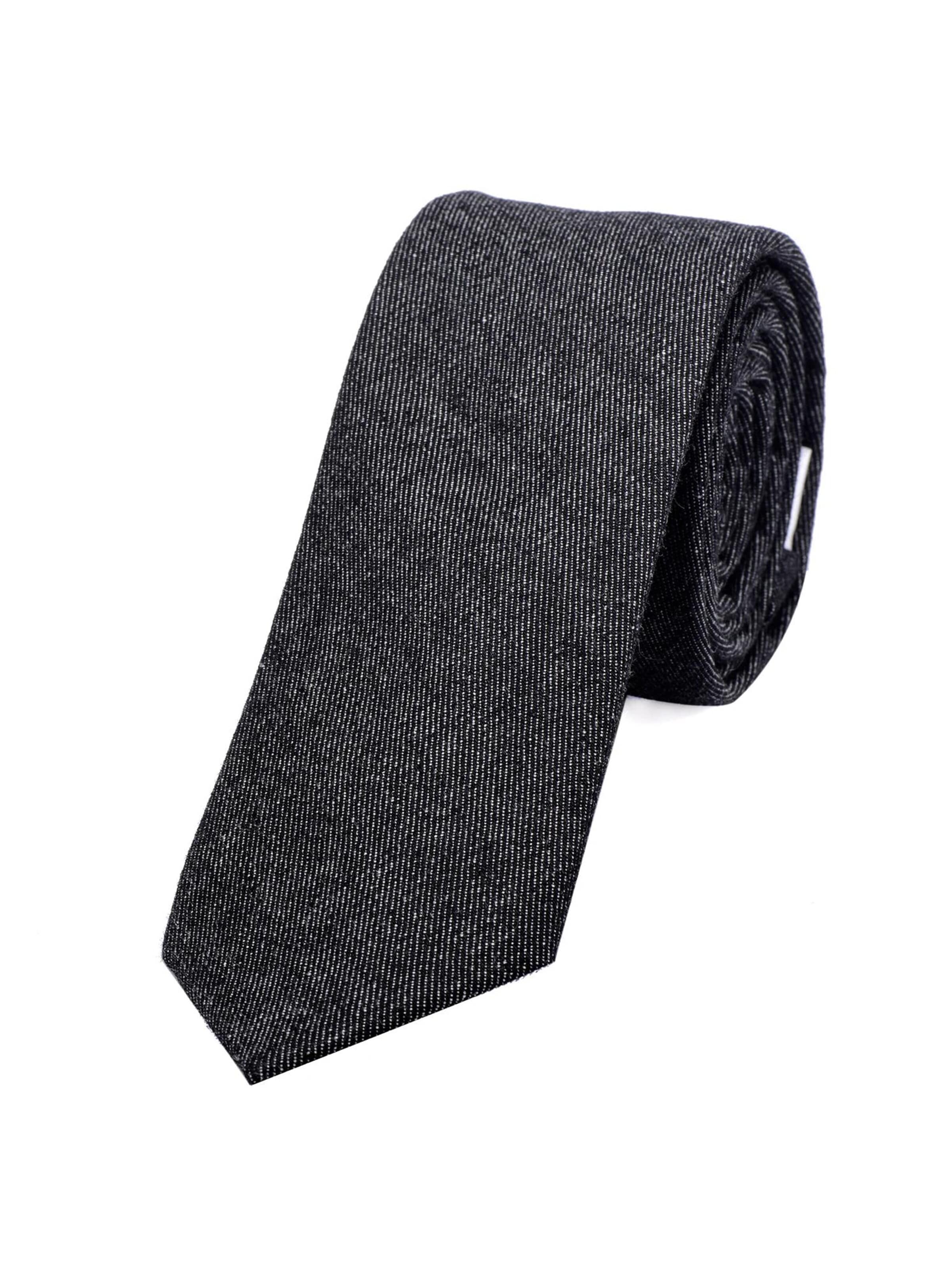 DonDon Krawatte 'DonDon Herren Krawatte 6 cm Baumwolle dunkelblau-creme kariert'‌‌‌‌‌‌‌‌‌‌ in Grau: Vorderseite